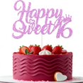 thumbnail image 1 of Adorno para tartas KELTORA Happy Sweet 16, color rosa brillante para niñas, 1 of 9
