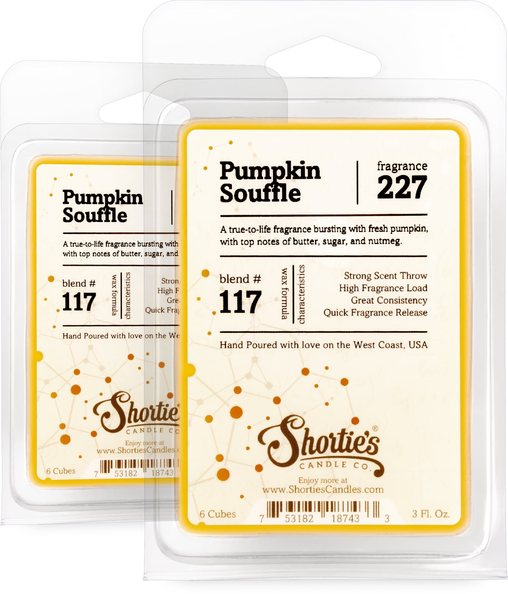 Pumpkin Souffle Wax Melts Multi Pack - Highly Scented + Natural Oils - Shortie's Candle Company