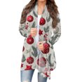 thumbnail image 2 of Women's Fashion Christmas Print Jacket, Long Sleeve Casual Cardigan Coat for Everyday Wear and Comfortable Outfits,Silver,2XL, 2 of 7