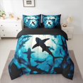 thumbnail image 3 of Homewish Cartoon Ocean Shark Twin Bedding Sets 7-Piece, Underwater World Bedding Comforter Set, Teens Kids Girls Boys Reversible Sheet Sets, Breathable Home Decor, 3 of 8