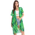 thumbnail image 2 of Bright Green Leaves Women's Swimwear Cover Up Summer Cardigan Beach Pool Cover Up Loose for Swimsuits Casual Wear, 2 of 7