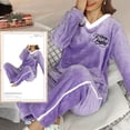thumbnail image 3 of Conjuntos de Pijamas de franela para Mujer, estampado a cuadros de terciopelo con ropa de dormir, Kawaii, para el hogar, Otoño e Invierno, 3 of 4