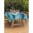 thumbnail image 2 of Outdoor Tablecloth with Umbrella Hole & Zipper, Turquoise Coastal Rectangle Tablecloth 52x70 Inch, Modern Abstract Beach Waves Ocean Patio Table Cover Waterproof Table Cloth for Picnic/Party, 2 of 7