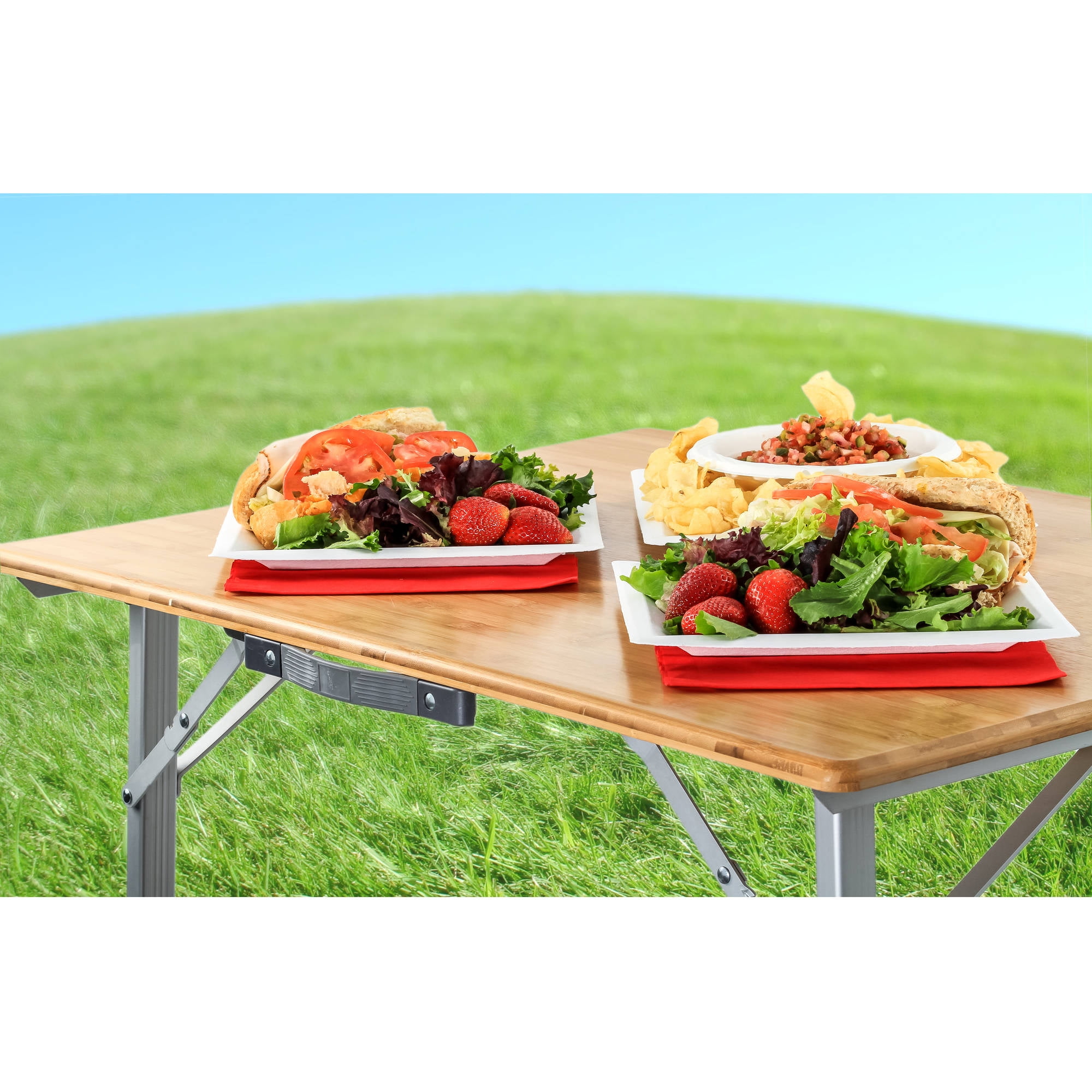 Camco 51893 Bamboo Folding Table With Aluminum Legs Com