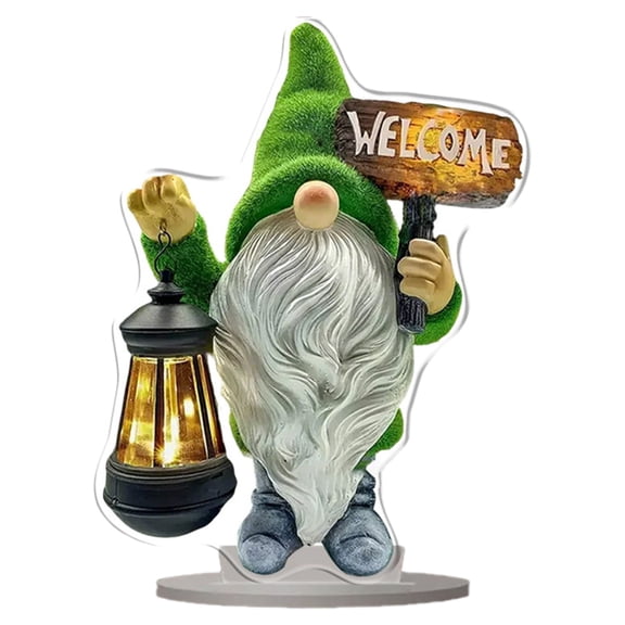 Resin Gnome Statue 2D Decorative Art for Outdoor Decor LED Lights Firework Solar Gnomes Gar Waterproof