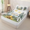 thumbnail image 2 of catabedysis Watercolor Cartoon Camping Zipper Twin Comforter Sets with Fitted Sheet and 2 Pillowcases,Dog Camper Print Zipper Bedding Set For Boys,Multicolor,Reversible,4 Pieces, 2 of 7