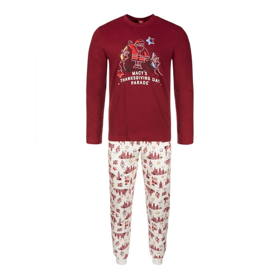 FAMILY PJs Sets Beige Cotton Blend Printed Long Sleeve Crew Neck Lounge Everyday  Size S