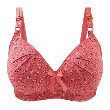 eileial Women s Plus Size Wireless Bra Full Cup Lift Bras for Women No Underwire Push Up Shaping Wire Free Everyday Bra Watermelon Red XXXXXL
