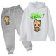 thumbnail image 3 of Sudadera con capucha con estampado de Groot de bebé kawaii Sudadera con capucha de moda para niños + Pantalones Traje casual para correr Sudadera con capucha Soy Groot Dibujos animados divertidos G, 3 of 5