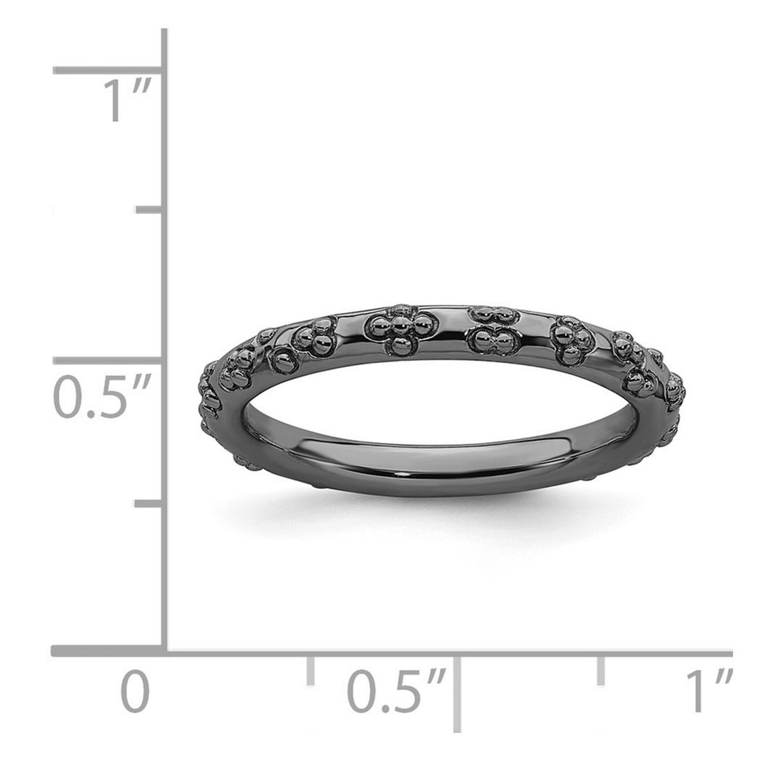 2.5mm 925 Sterling Silver Ruthenium plating Stackable Black Plated Textured Ring Size 9 Stackable Ring for Women