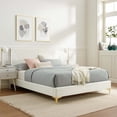 thumbnail image 2 of Platform Bed Frame, Tufted, Full, White, Velvet, Mid Century Bedroom, Modern Contemporary Boutique HB35599, 2 of 8