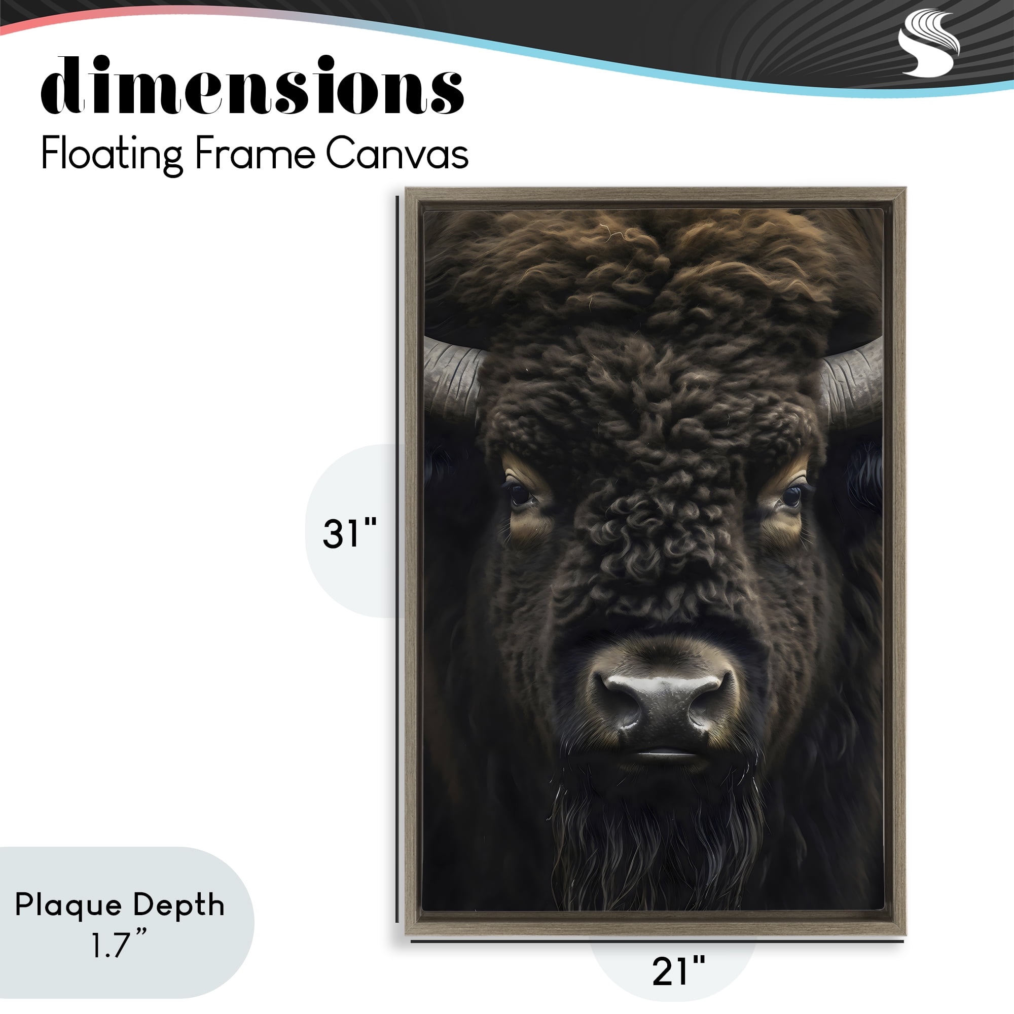 Stupell Industries Bison Portrait Close Up Brown Framed Floater Canvas Wall Art, design by Creative Studio