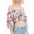 thumbnail image 2 of Lovito Casual Floral Puff Sleeve Cold Shoulder Blouse, 2 of 5