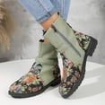 thumbnail image 6 of Flowers Print Ankle Boots Women Retro Belt Buckle Chunky Heels Cowboy Boots With Side Zipper Autumn And Winter Round Toe Shoes, 6 of 6