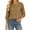 Khaki, variant on Kukoosong 3/4 Roll Tab Sleeve T-Shirts for Women, Summer Casual Loose Curved Hem Boat Neck Tops, Side Decorative Button Crinkled Solid Tee Shirts for Office Vacation