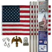 6 ft. Steel Flagpole Betsy Flags American Flag Kit, Sewn Nylon Flag, Grommeted, Silver