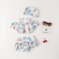 thumbnail image 2 of Bilo Baby Toddler Girls Lovely Tie Bikini Swimsuit and Hat 3pcs Set Beach Bathing Suit Swimwear Watermelon Red 1 2 Years, 2 of 2