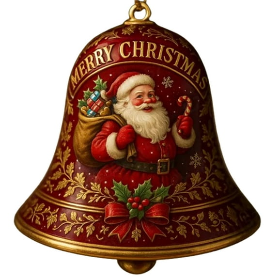 Vintage Style Santa Christmas Ornament – Festive Hanging Decoration with Candy Cane & Gift Bag – Retro Tree Ornament for Holiday Decor or Gift