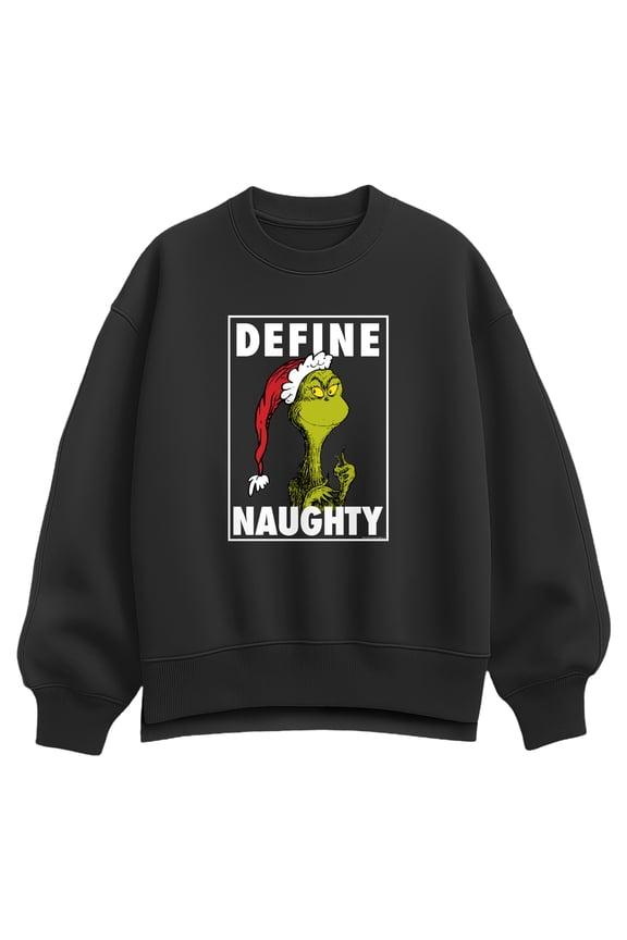 The Grinch - Define Naughty - Women's Oversized Fleece Crew Sweatshirt