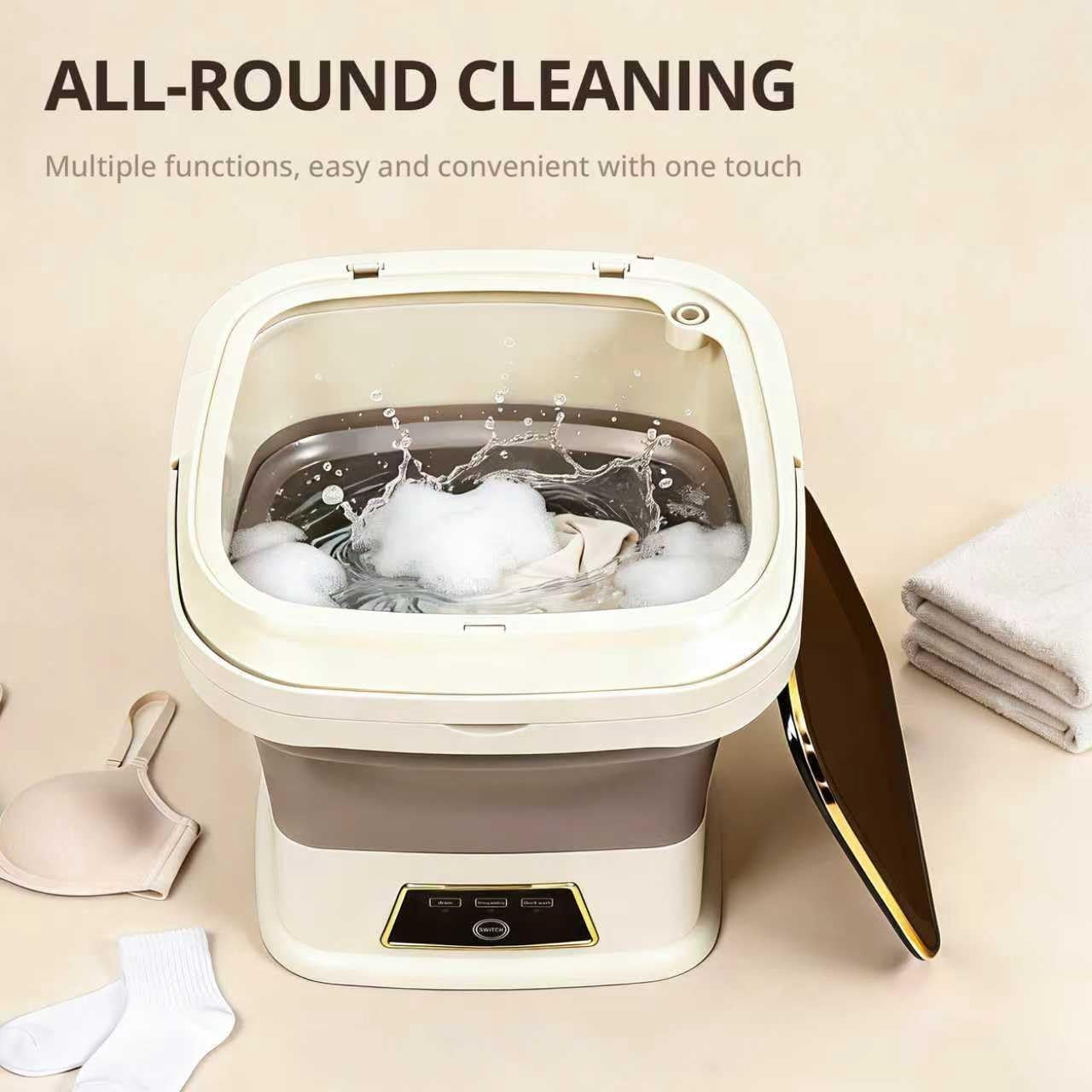 Portable Washing Machine, 16L Upgraded Mini Washer with Spin Basket Laundry Machine for Baby Clothes, Underwear, Socks; Ideal for Travel, Dorms, Camping (gray)