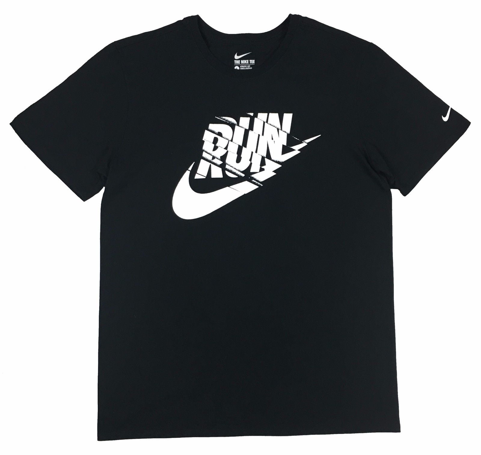 Nike - Nike Mens Shattered Run Swoosh Logo Graphic Cotton Shirt Grey ...