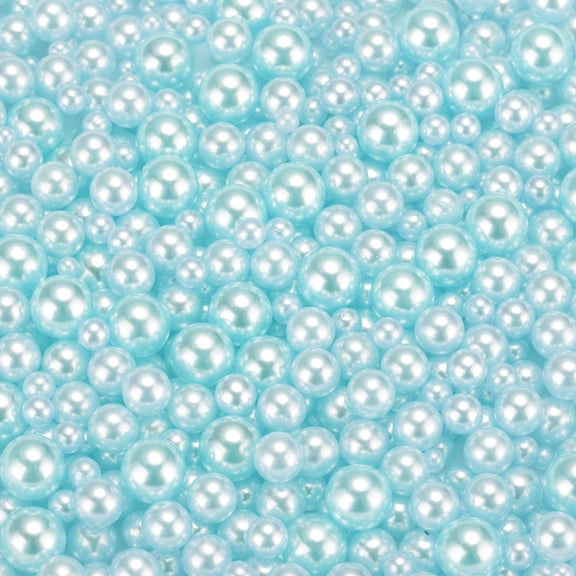 Uxcell 800 Pcs Faux Pearl for Crafting 0.12''-0.31'' No Hole ABS Round Pearls for Vase Fillers Light Blue