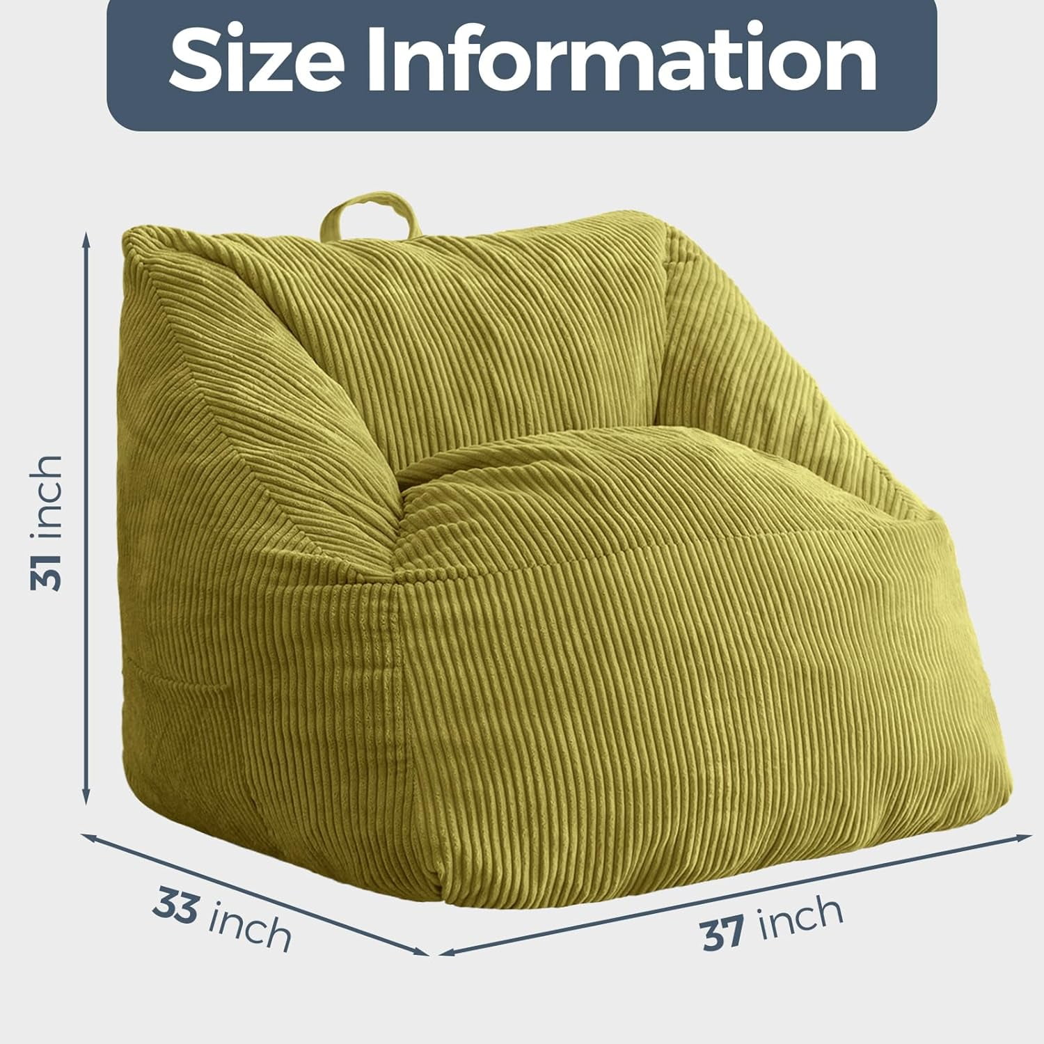 Leumius Bean Bag Sofa,Bean Bag Chair with Tufted Soft Stuffed Filling,Lazy Sofa BeanBag Chairs with Memory Foam for Dorm, Apartment, Living Room,Green