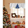 thumbnail image 4 of Christmas Tree Tie Up Valances Curtain, Abstract Blue Trees Elk Gift Bird Star Art Adjustable Rod Pocket Short Window Treatment Tie Up Curtains Valances for Kitchen Living Room Bathroom 54x18 Inches, 4 of 9