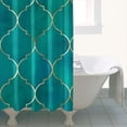 thumbnail image 4 of Teal and Gold Geometric Lattice Pattern Shower Curtain 36"x72" ,Bathroom Decorative Shower Curtains Set with 12 Hooks,Modern Waterproof Washable Shower Curtain, 4 of 6