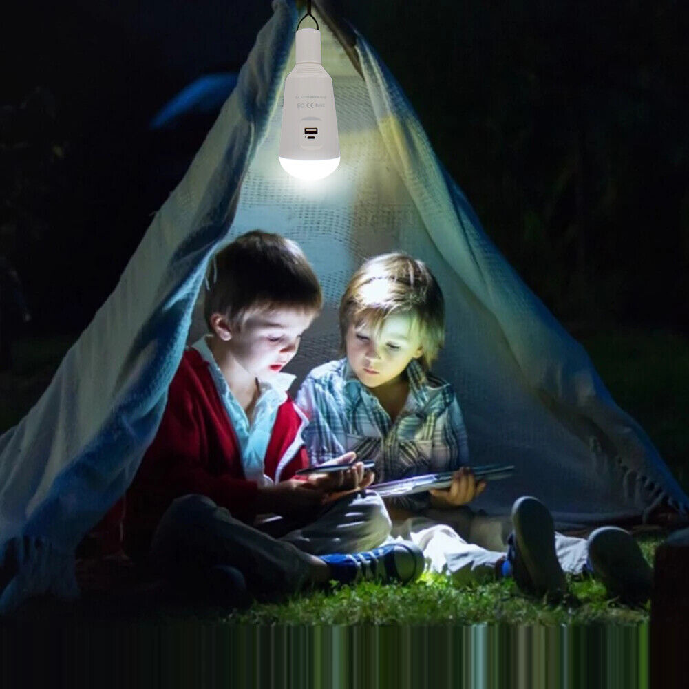 Emergency LED Light Rechargeable Tent Lamp Hiking Backpacking Night E27 Bulb Portable Cordless Hanging Lantern Lighting