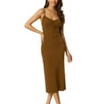 thumbnail image 5 of Womens' V Neck Summer Spaghetti Strap Bodycon Midi Cami Dress, 5 of 7