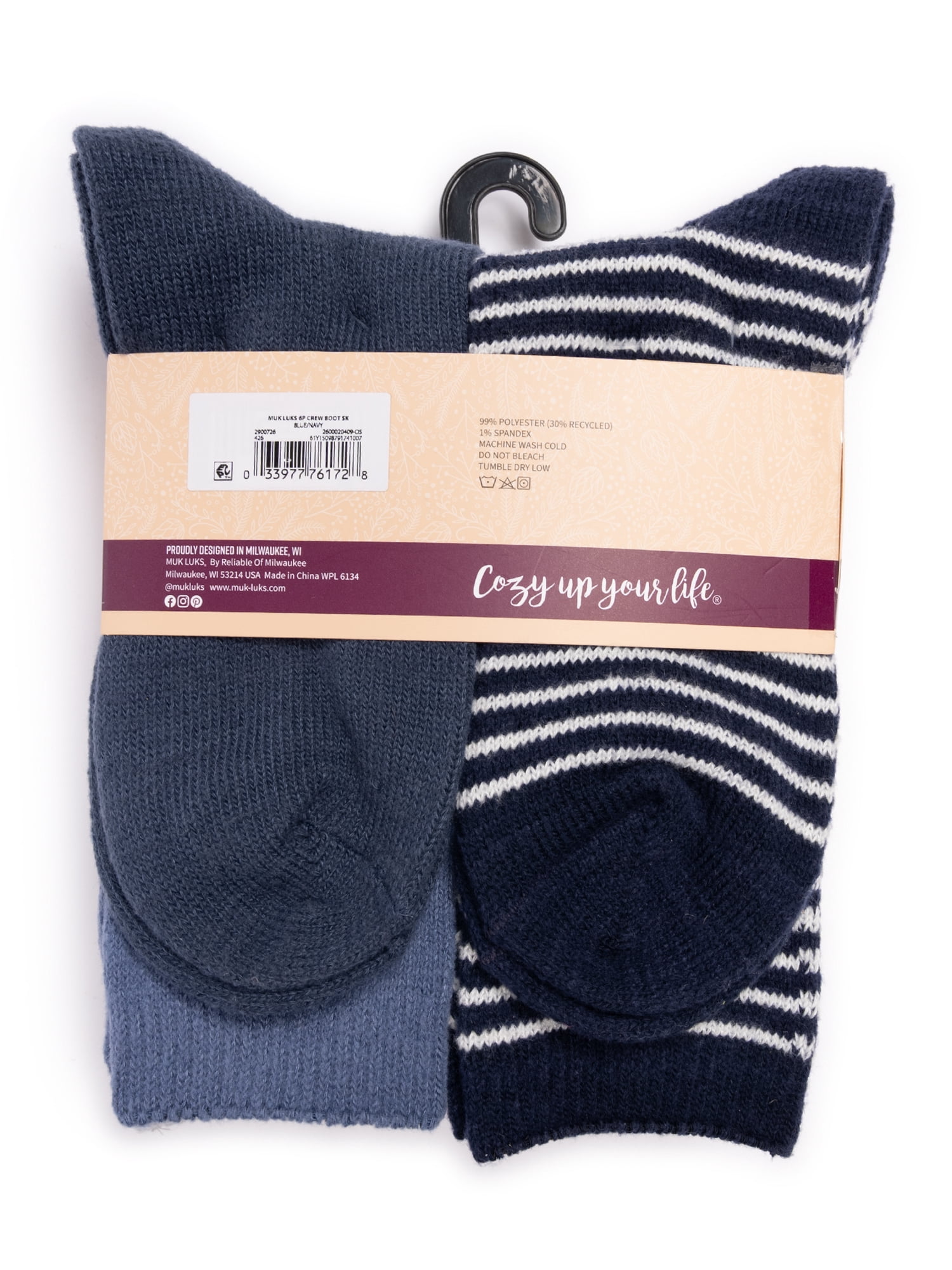 MUK LUKS Women's Fluffy Dream Crew Socks, 6-Pack, One Size