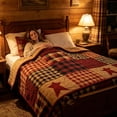 thumbnail image 4 of Yardvibe 4th of July Vintage Blanket, 59.05x78.74 Inch Independence Day Five-Pointed Star Checkered Print Flannel Blanket, Patriotic Retro Throw Blanket for Home Bedroom (D), 4 of 6