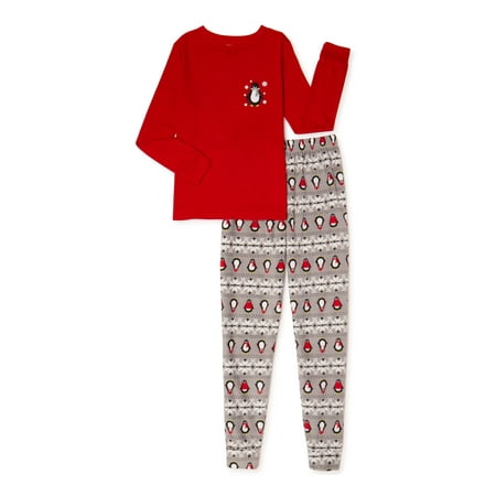 2-Piece EV1 from Ellen DeGeneres Boys Penguin Family Pajamas Set in Red