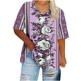 thumbnail image 2 of Inverlee Women's Boho Floral Print Plus Size Short Sleeve Shirts Summer Trendy Loose Fit V Neck Tunics Dressy Casual Stretchy Breathable Tops Blouse, 2 of 5