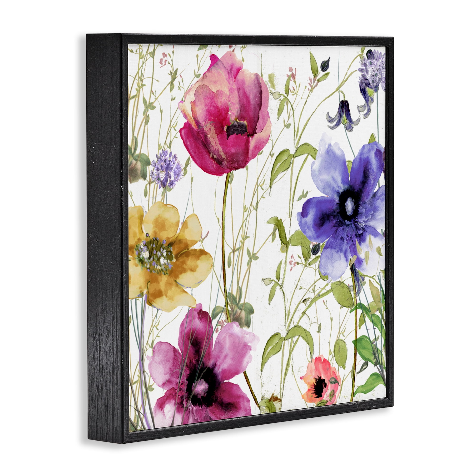Botanical Spring Garden Blooms Black Framed Giclee Art, design by Sasha