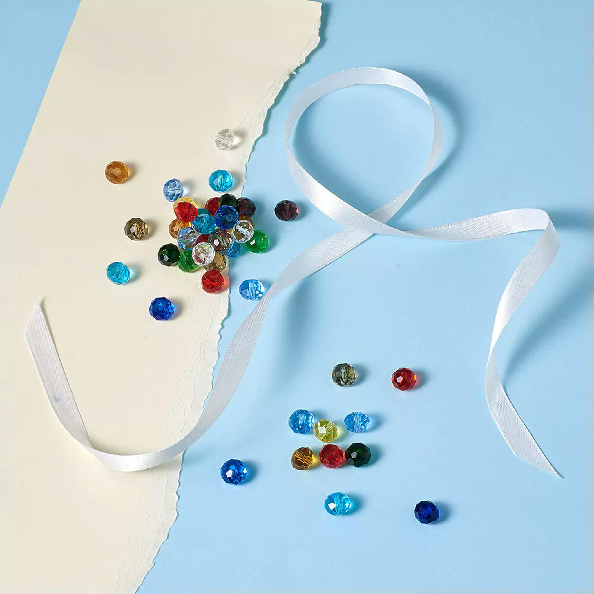 U8MO 200pcs 10mm Faceted Rondelle Transparent Glass Beads Loose Spacer Beads Crafting