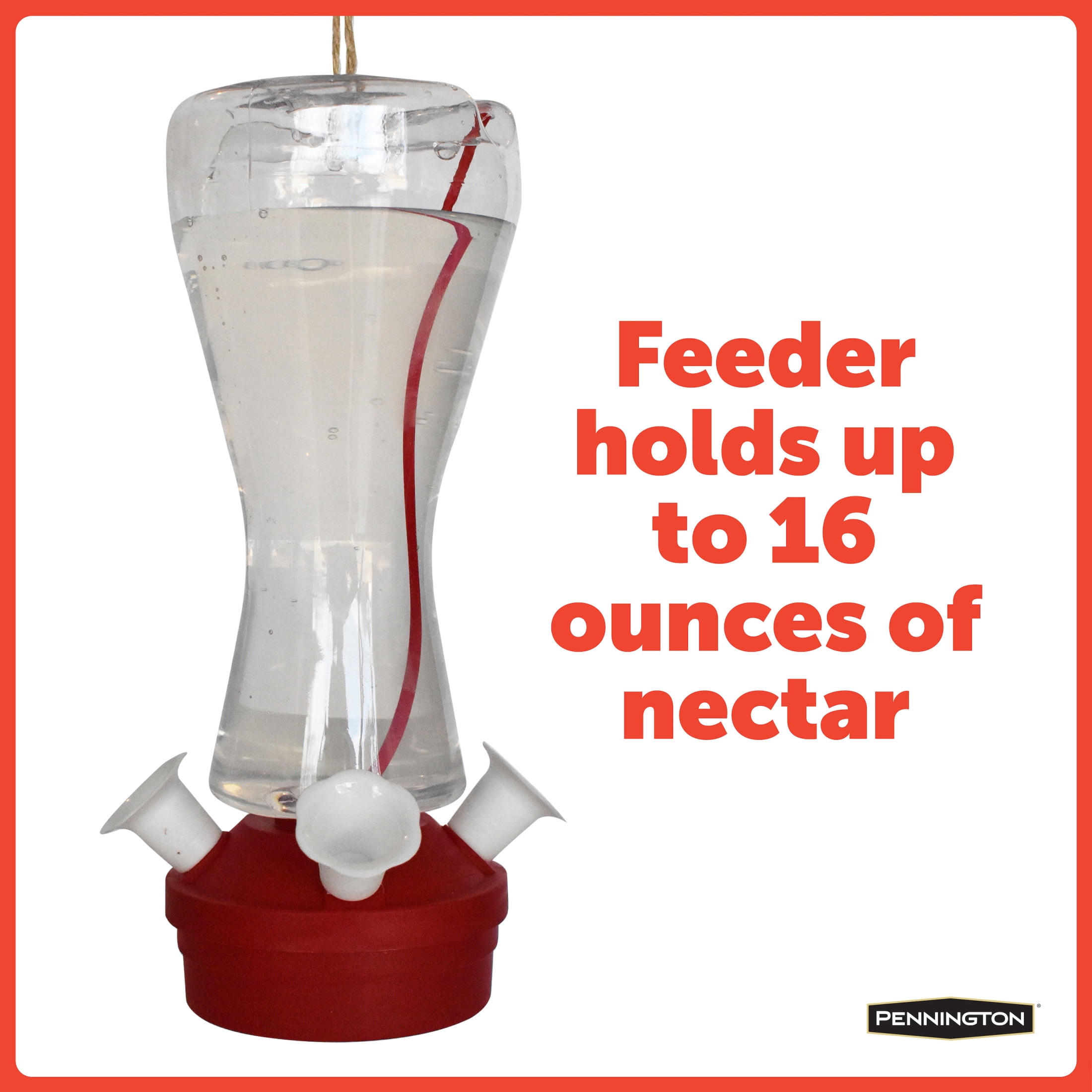Pennington Plastic Classic Red Hummingbird Bird Feeder, 16 oz Capacity, 2 pack