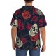 thumbnail image 3 of Fotbe Roses Skulls Camisa Estampada de Manga Corta para Hombre, Casual de Verano, Estilo Playero, Sin Arrugas-3X-Large, 3 of 5