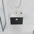 thumbnail image 2 of Tcbosik Modern 28" Floating Bathroom Vanity with Sink Wall Mounted Bathroom Vanity with Top Basin & Storage Cabinet Luxury Black Wood Hanging Vanity w/Ceramic Sink & Gold Handles for Small Space, 2 of 9