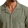 thumbnail image 6 of YanHoo Men's Casual Sets 2 Piece Short Sleeve Button Down Shirts Matching Solid Color Shorts Summer Beach Vacation Outfits, 6 of 7