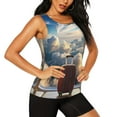 thumbnail image 2 of Cauagu Sunset Airplane Travel View for Women's Workout Tank Tops Sleeveless Running Loose Athletic Top Fit Yoga Tops Active Shirts Gym Exercise-Medium, 2 of 7