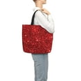 thumbnail image 6 of Hirioo Red Glitter for Tote Bag for Women, Quilted Shoulder Bag with Zipper, Large Capacity Handbags for Casual, Travel, Work, 6 of 9