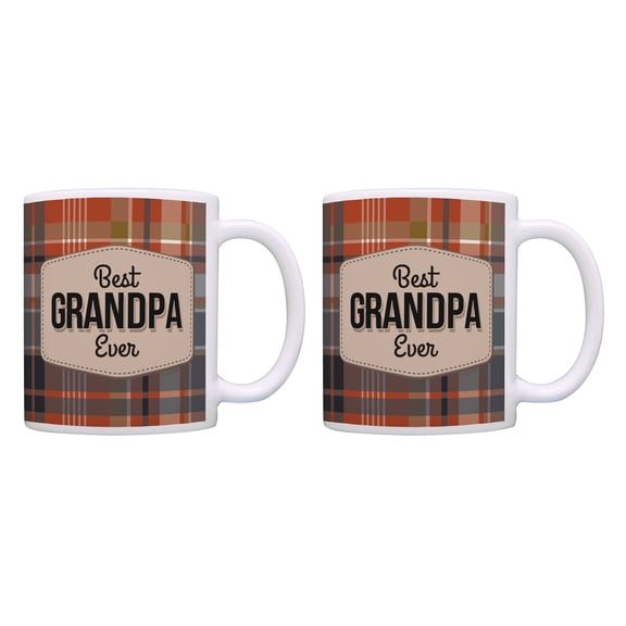 ThisWear Grandpa Fathers Day Mug Best Grandpa Ever Cup Set 2 Pack Mug Coffee Mugs Red Plaid