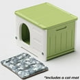 thumbnail image 3 of Plastic Cat House for Outdoor Indoor Use, Stackable Feral Cat Shelter Indoor Cat House Weatherproof Waterproof Elevated (Green), 3 of 7