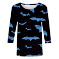 thumbnail image 3 of NMMUED T-Shirts d'Halloween T-Shirts Graphiques d'Automne pour Femmes T-Shirt Fantôme Manches 3/4 T-Shirts pour Femmes Col Rond T-Shirts pour Femmes T-Shirt Effrayant Vêtements d'Halloween pour Femmes Bleu 3TG, 3 of 3