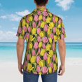 thumbnail image 6 of Balery Tulips Flowers Print Men's Hawaiian Shirts Short Sleeve Beach Shirt Relaxed Fit Vacation Button Down Shirts-, 6 of 9