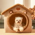thumbnail image 5 of Latrodar Dog House Indoor Foldable Soft Kennel Bed Warm Cats House Puppy Cave With Cushion For Small Medium Large Dogs Cats Brown Decorative 10x2 Inch, 5 of 5