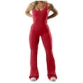 thumbnail image 3 of pstuiky Womens Jumpsuits, Solid Color Slim Short Outfits for Vacation Summer Womens Romper Red M, 3 of 9