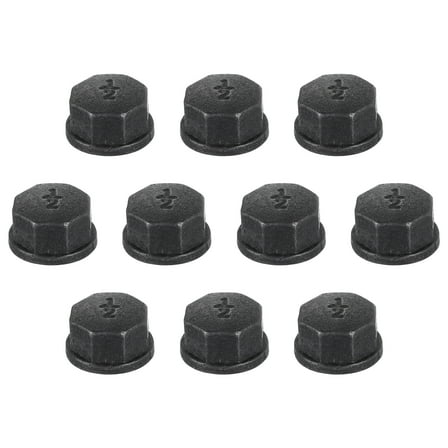 2 Pack 1/2" Octagon Head Steel Threaded Pipe Fitting Caps, Black